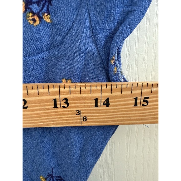 FREE PEOPLE Everyone's Favorite Mini Dress Blue Floral Feminine Boho M With Tote - Picture 8 of 12